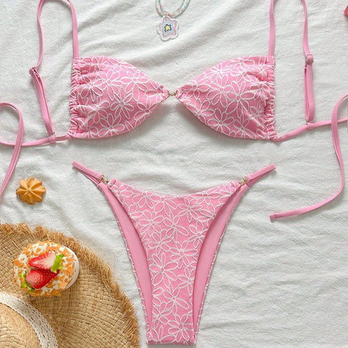 Damen attraktiver Blumenmuster-Bikini Echo Archiv