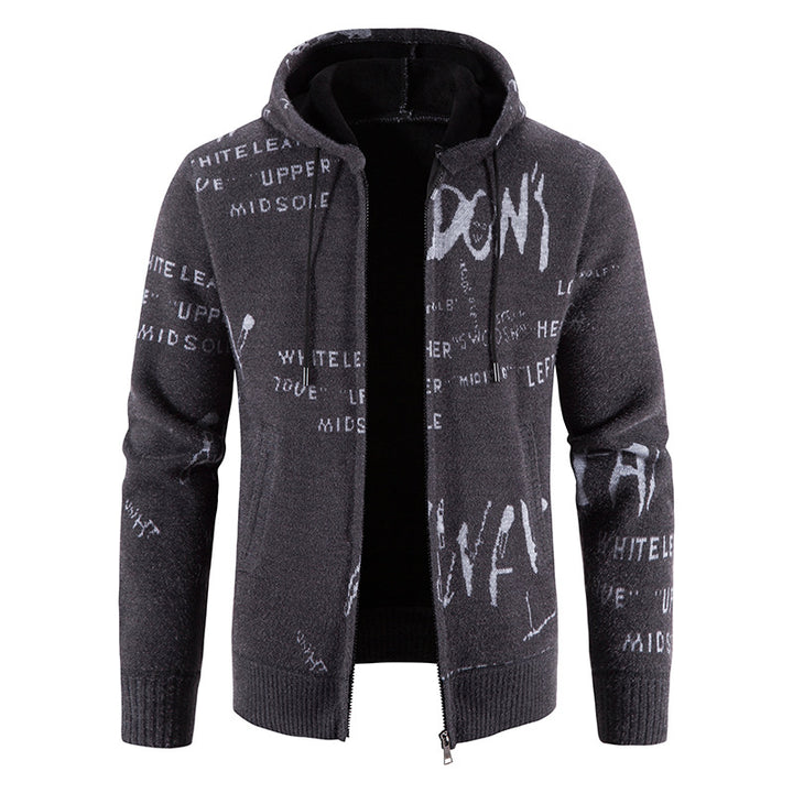 Herren modische Kapuzenjacke mit kreativem Print Echoarchiv