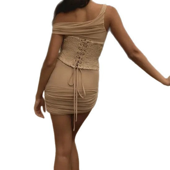 Damen Sexy Minikleid mit asymmetrischem Schnitt und raffinierten Details Echo Archiv
