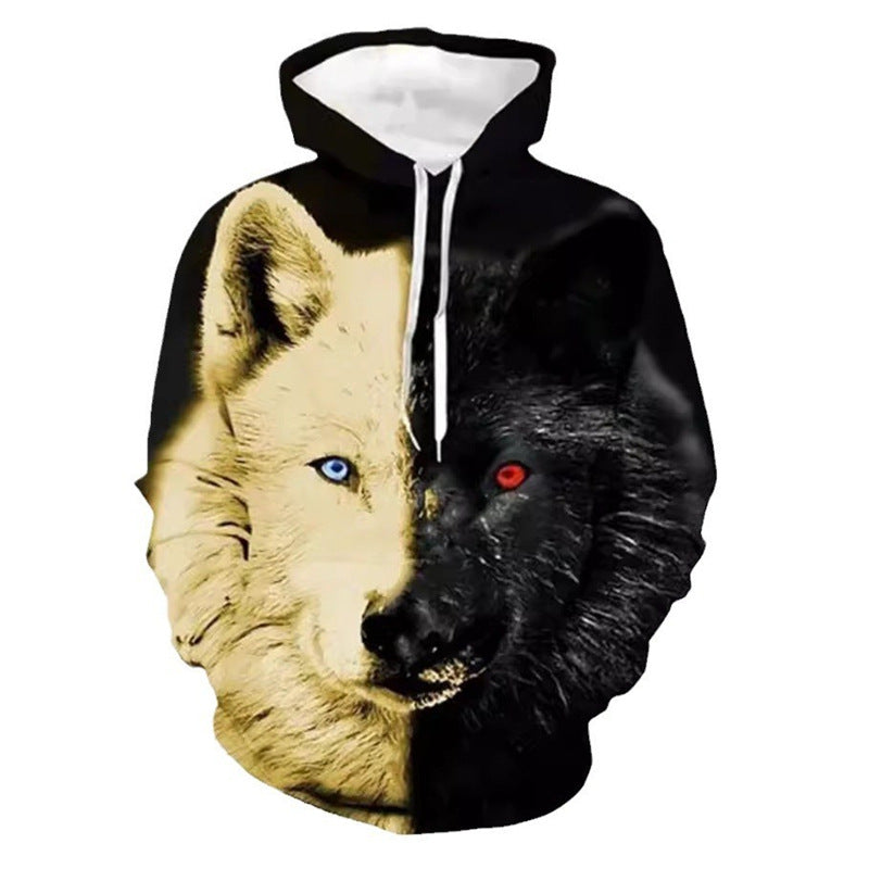 Damen Kreativer Kapuzenpullover mit einzigartigem Wolfsmotiv Echoarchiv