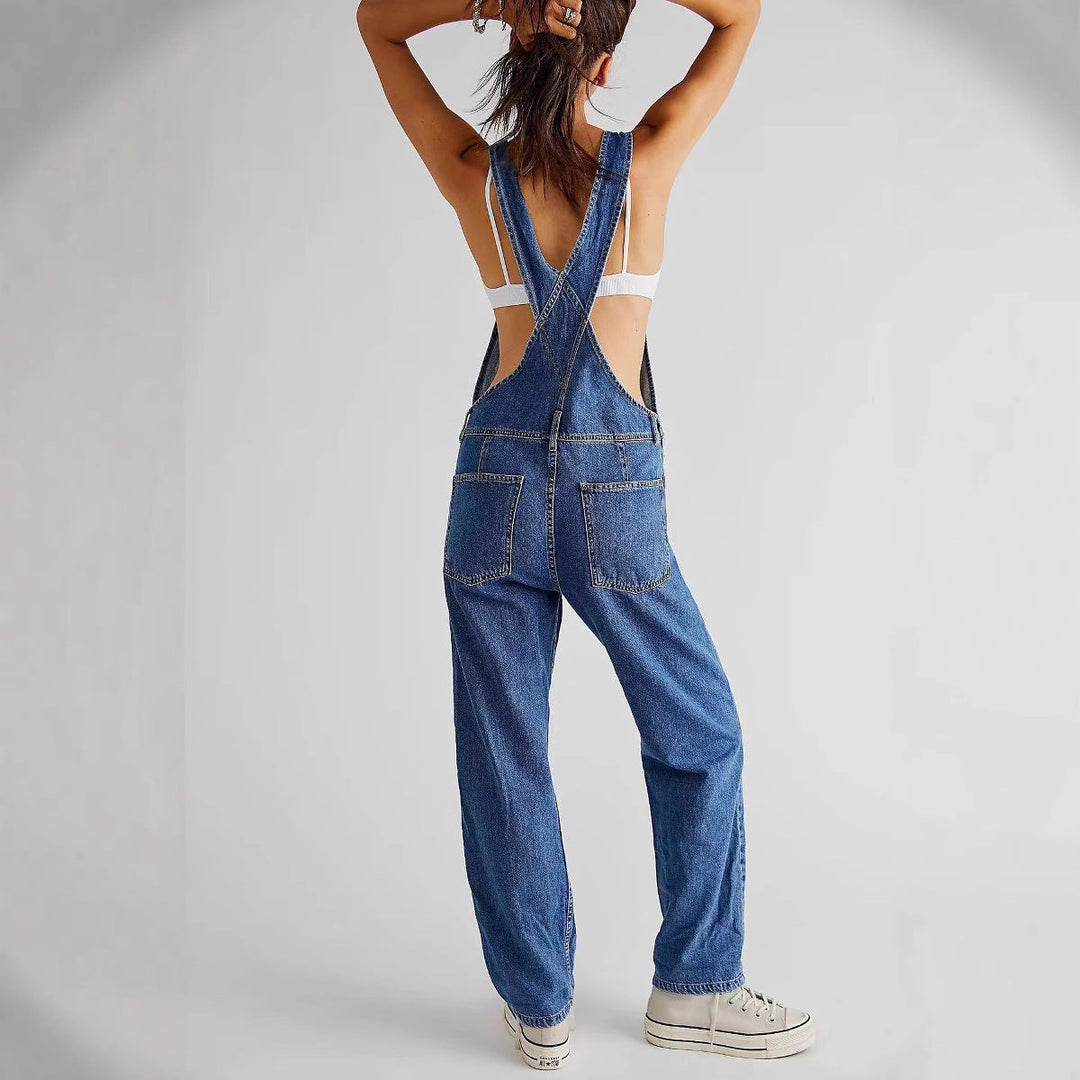 Damen Lässige Latzhose aus hochwertigem Baumwollgemisch Echoarchiv