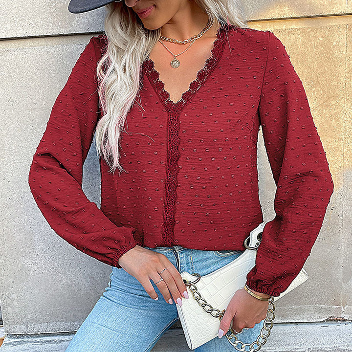 Damen Elegante Bluse mit Rüschendetails und Spitzenakzent Echo Archiv