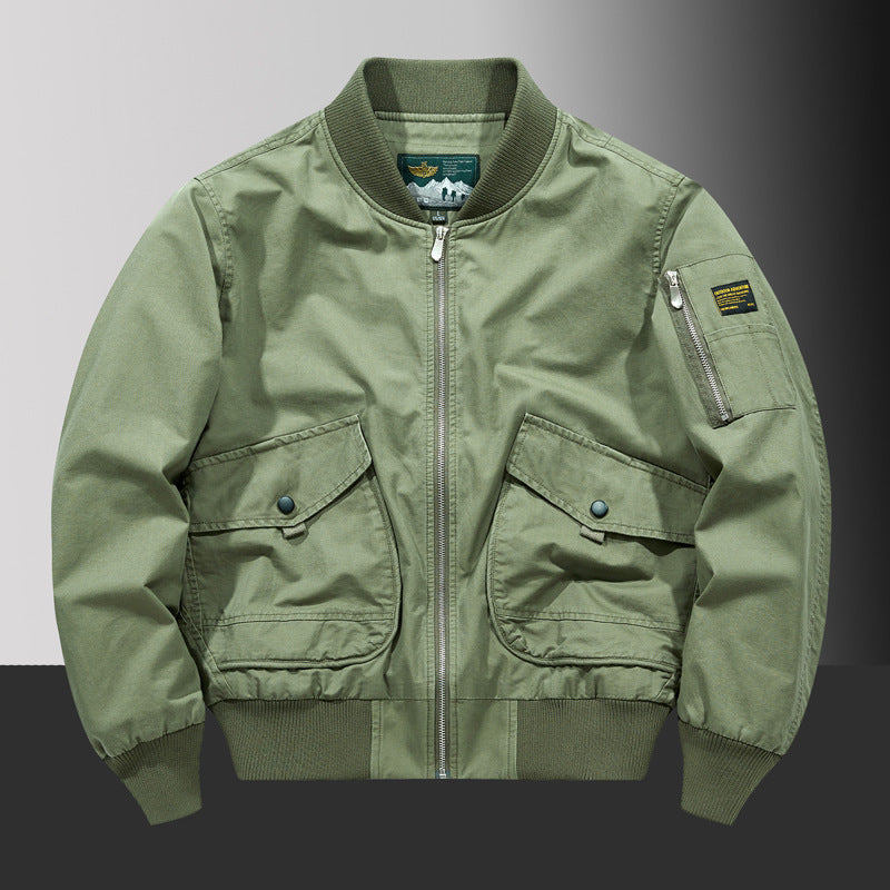 Herren Kurzschnitt Utility-Bomberjacke mit Cargo-Pattentaschen und Ärmelfach – Brevano