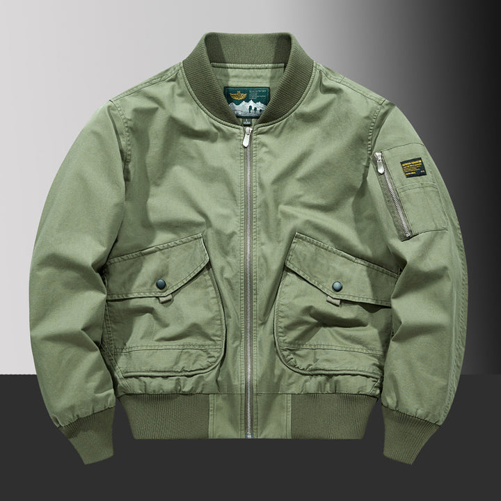 Herren Kurzschnitt Utility-Bomberjacke mit Cargo-Pattentaschen und Ärmelfach – Brevano