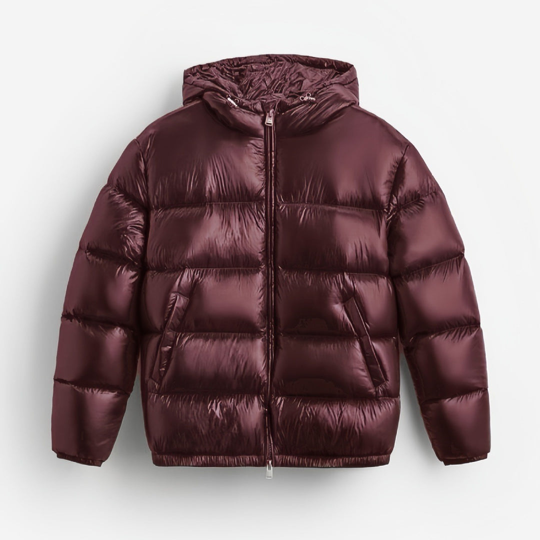 Herren nan steppte Kapuzenjacke mit glänzender Oberfläche, warmer Synthetikfüllung und Zweiwege-Reißverschluss Echo Archiv