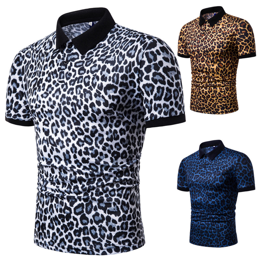 Herren Polo-Shirt mit aufregendem Leopardenmuster und modernem Schnitt Echoarchiv