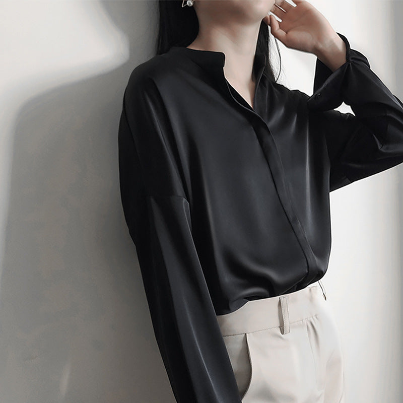 Damen Elegante Bluse aus hochwertigem Satin Echoarchiv