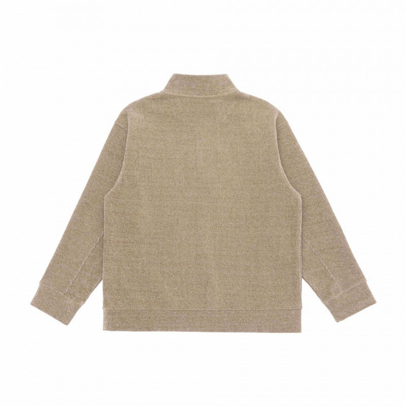 Unisex Boxy-Strickpullover mit halber Knopfleiste und Stehkragen Echo Archiv