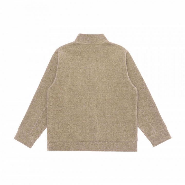 Unisex Boxy-Strickpullover mit halber Knopfleiste und Stehkragen Echo Archiv
