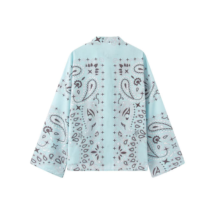Damen Weite Palazzo‑Hose mit Paisley‑Print, hohem Bund und elastischem Gummizug Echo Archiv