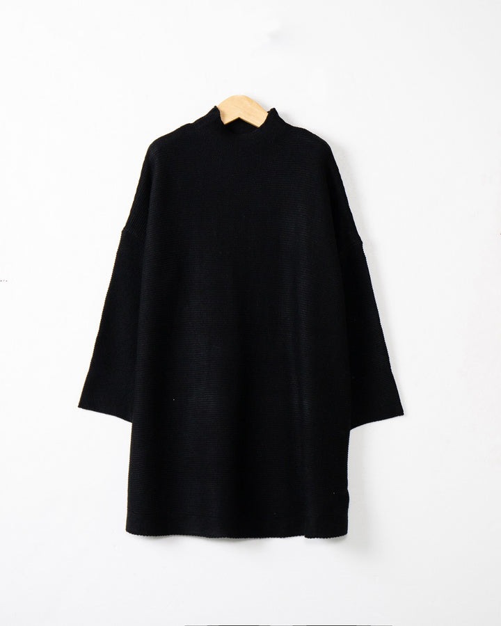 Damen Oversize Strick-Tunika mit kurzem Stehkragen und überschnittener Schulter Echo Archiv