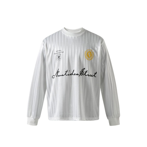 Unisex Langarm-Sporttrikot im Retro‑Fußballstil mit Stehkragen und gestreifter Jacquardstruktur Echoarchiv