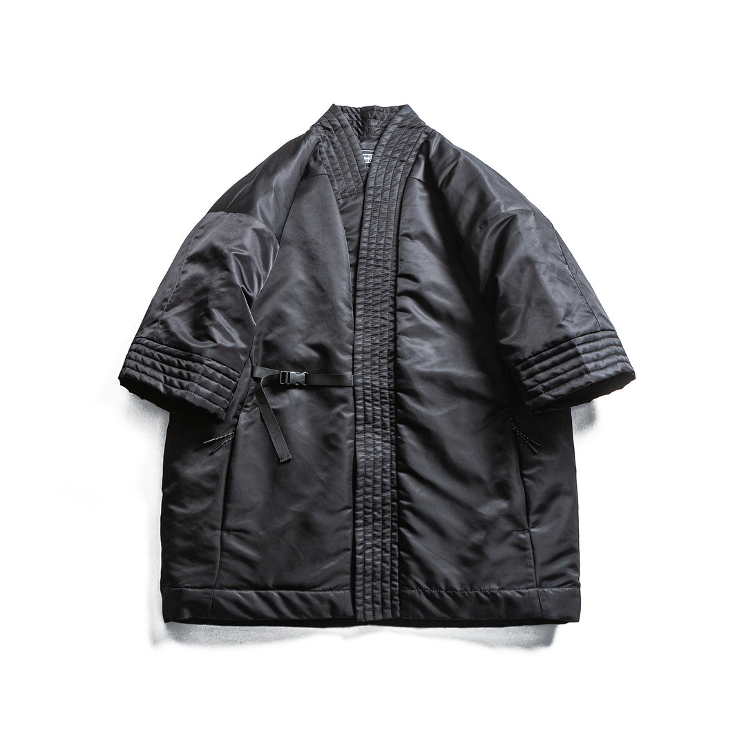 Unisex Gepolsterte Kimono-Jacke mit kurzem Ärmel und Taillengürtel Echoarchiv