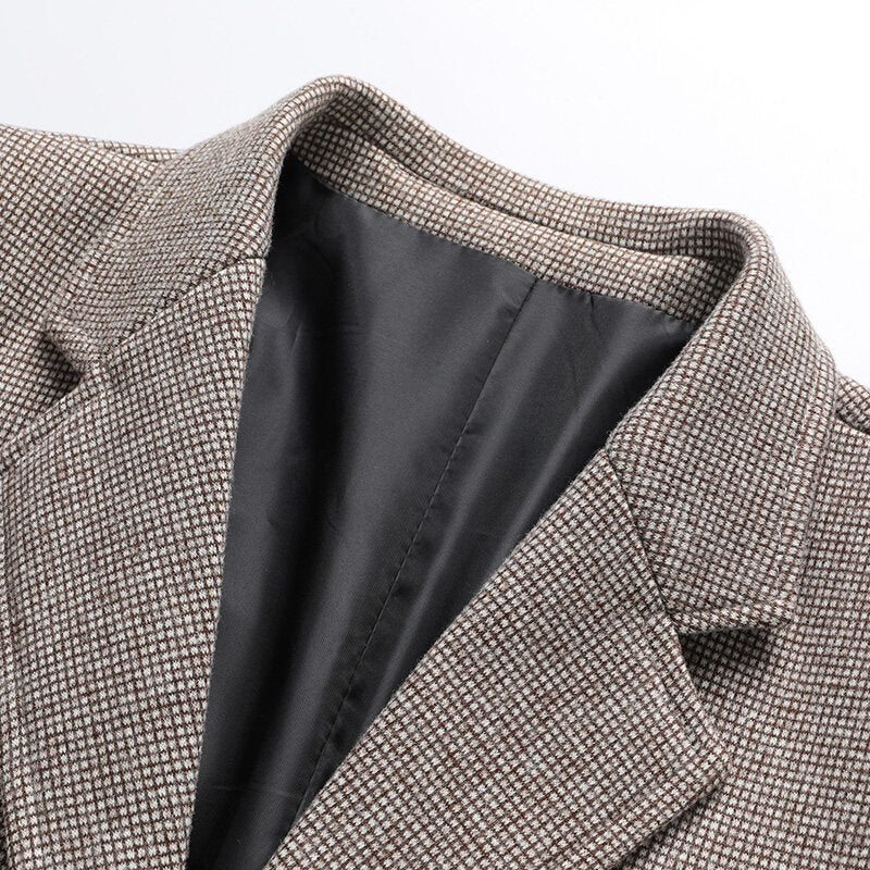 Herren Slim-Fit Blazer im feinen Struktur-Tweed mit aufgesetzten Pattentaschen – Tianoro