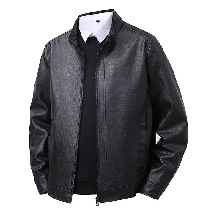 Herren Premium-Kunstleder-Blousonjacke mit Verdecktem Zwei-Wege-Reißverschluss & Rippbündchen Echoarchiv