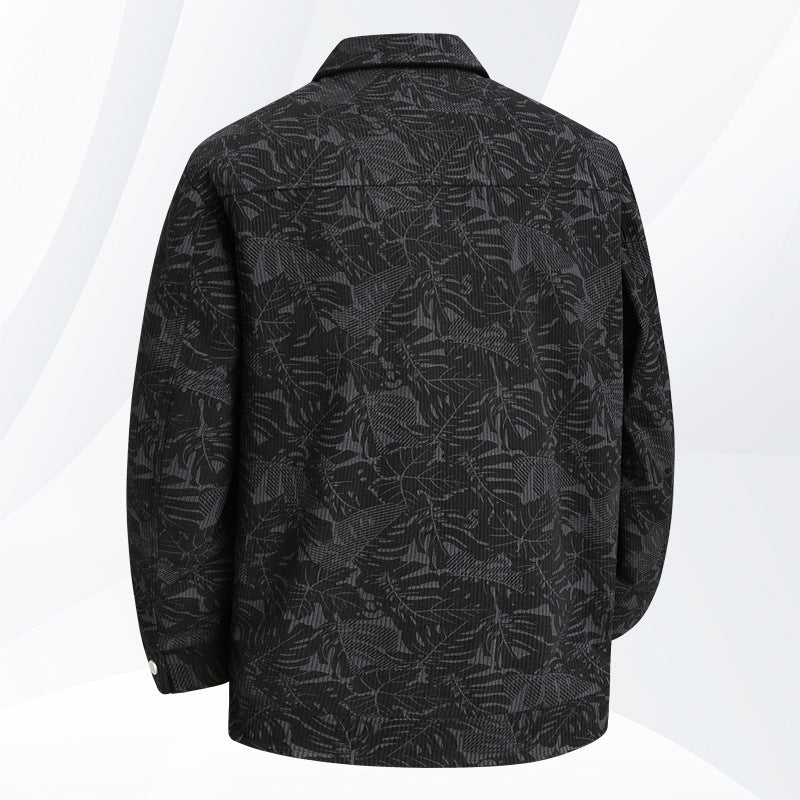 Herren lässige Utility-Jacke mit Allover-Print Echoarchiv