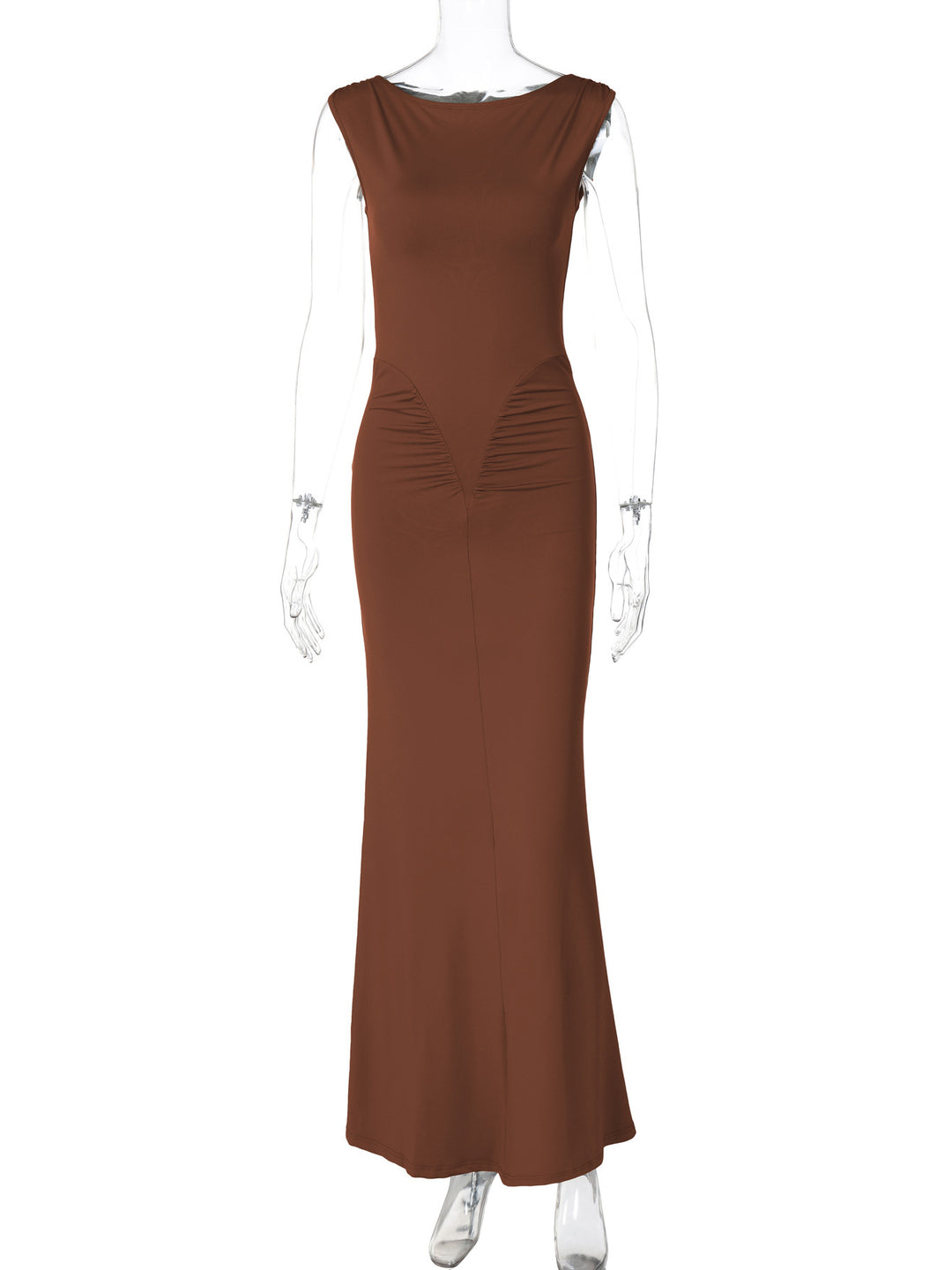 Damen Figurbetontes Maxikleid mit hochgeschlossenem Design und Raffung Echo Archiv