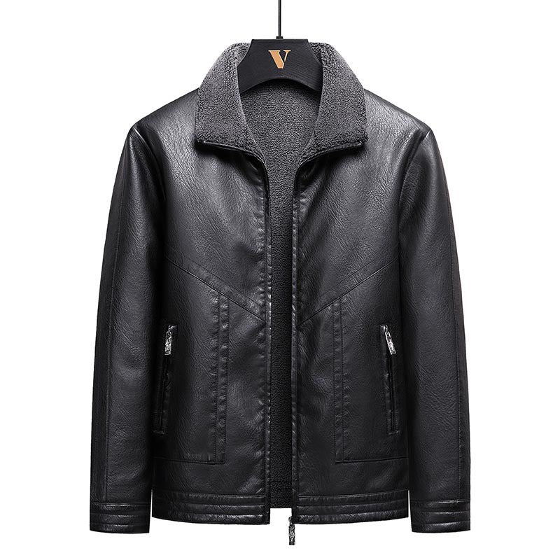 Herren Elegante Kunstlederjacke mit hohem Kragen – Valtoré