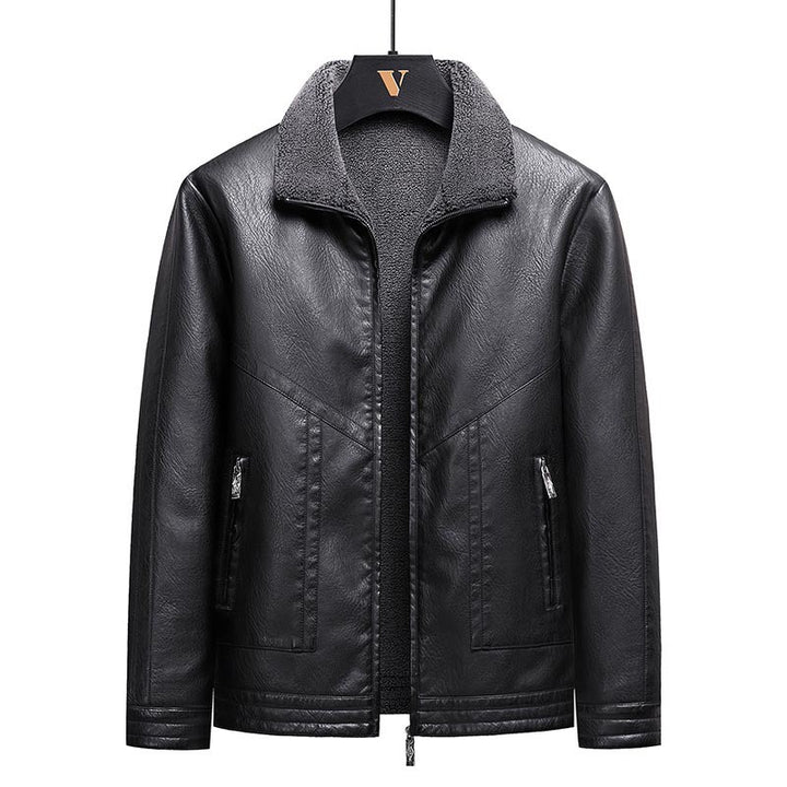 Herren Elegante Kunstlederjacke mit hohem Kragen – Valtoré