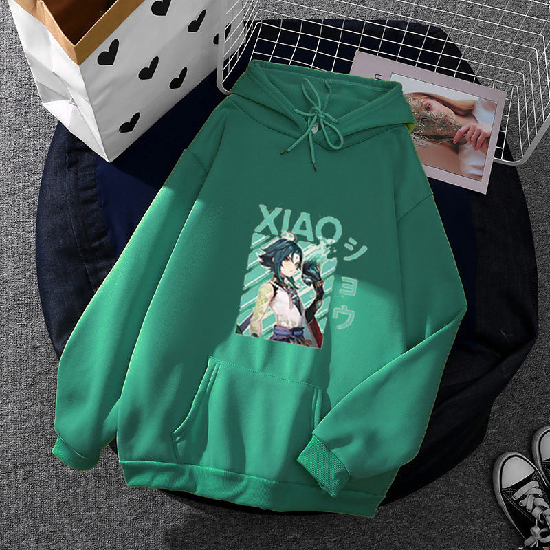Damen weicher Oversize-Kapuzenpullover mit kawaii Pilzfrosch-Print, Kängurutasche und gerippten Bündchen – Auréline