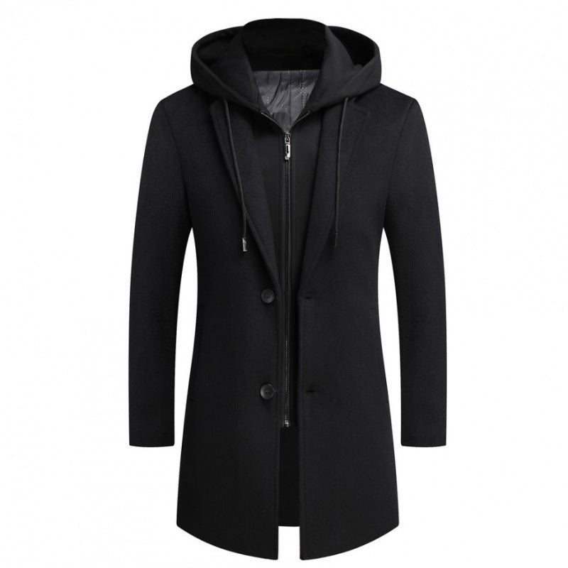 Herren modische Manteljacke mit abnehmbarer Kapuze und gestepptem Innenfutter Echoarchiv