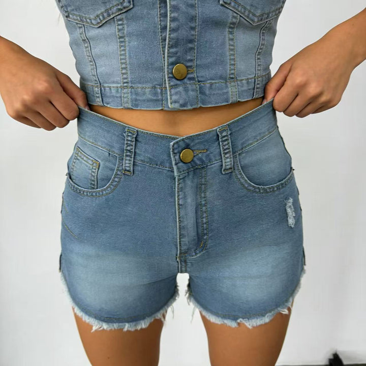 Damen Hochgeschnittene Denim-Shorts im angesagten Fransen-Look Echo Archiv