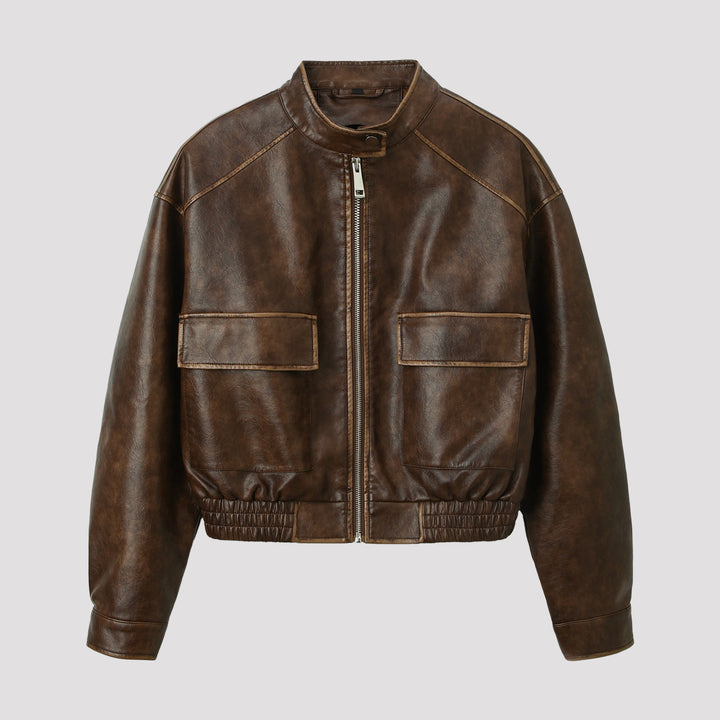 Damen Trendige Bikerjacke mit Stehkragen Echo Archiv