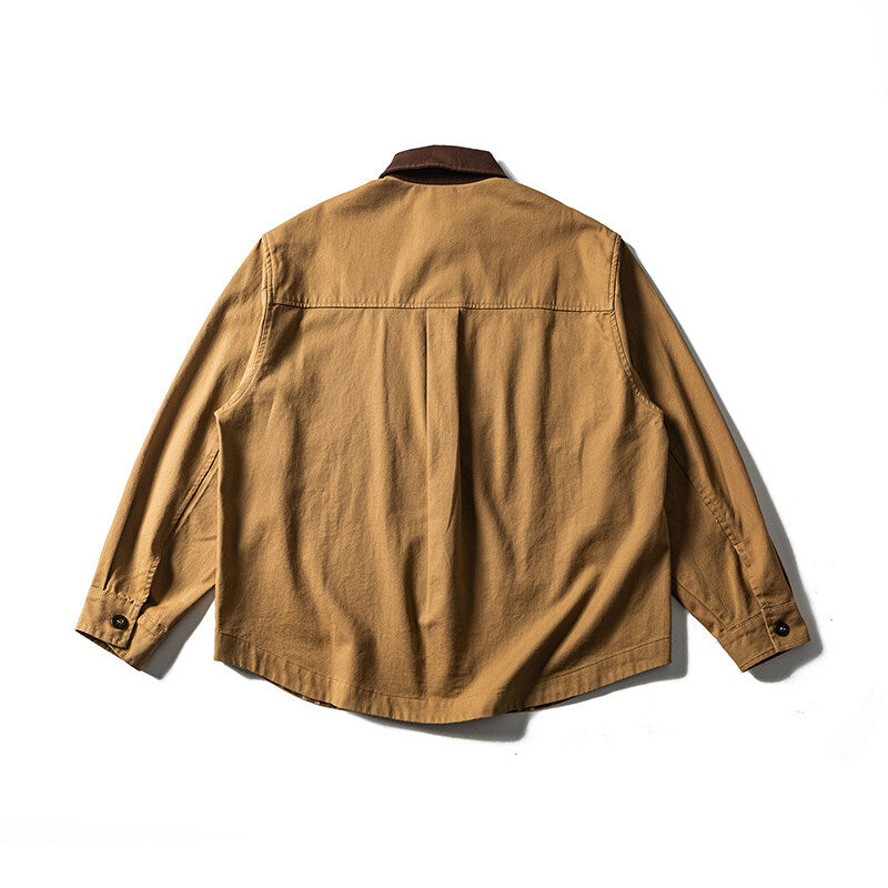 Unisex Oversize Hemdjacke mit Kontrastkragen und kariertem Innenfutter Echoarchiv