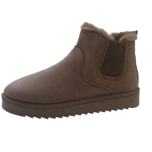 Damen Gefütterte Chelsea-Stiefelette aus Wildlederoptik mit elastischem Einsatz und Profilsohle – Varelle