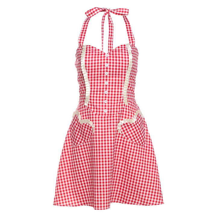 Damen Retro-Hängerchen mit Karomuster und seitlichen Taschen Echo Archiv