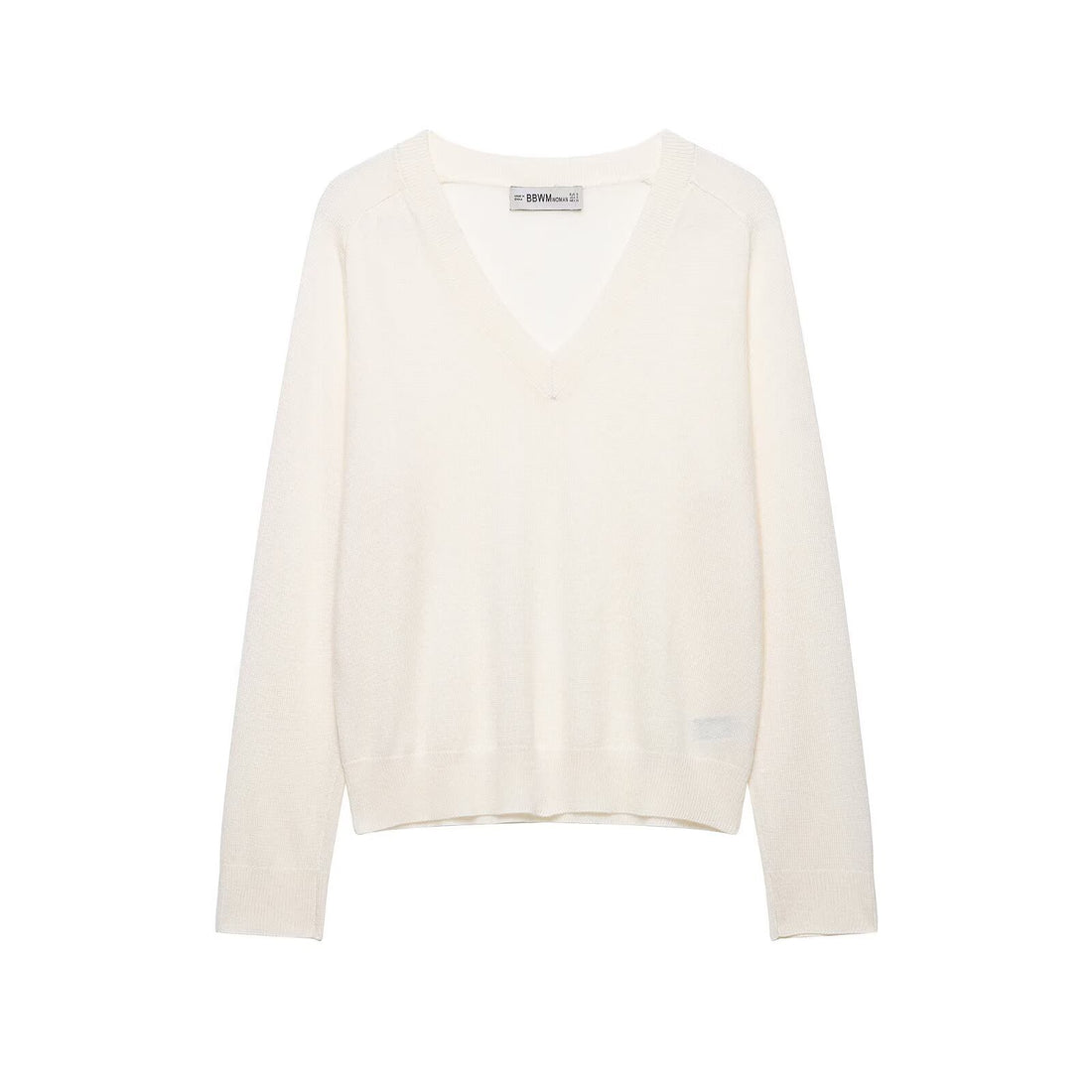 Damen Leichter V‑Ausschnitt Feinstrickpullover mit geripptem Saum Echoarchiv