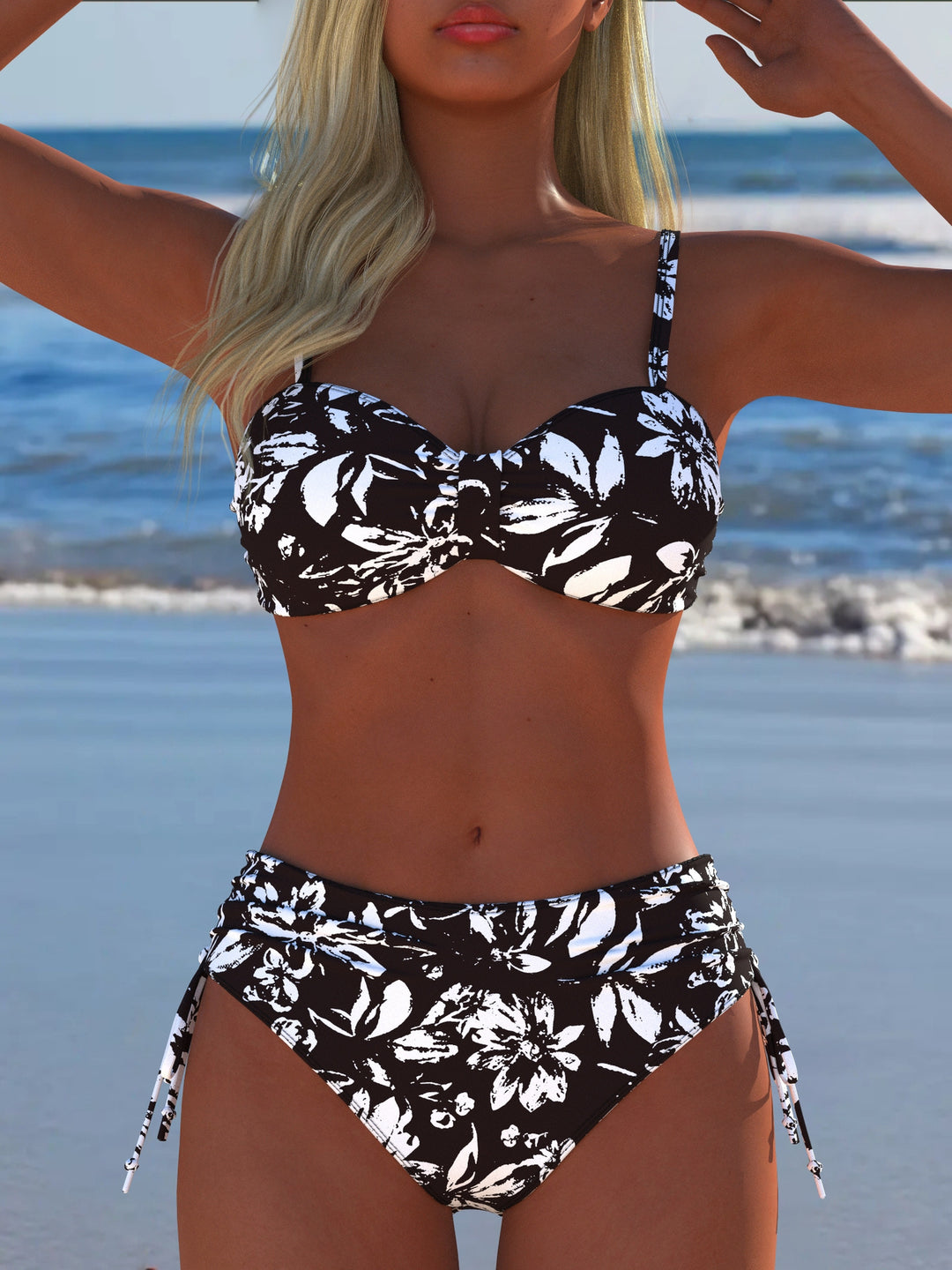 Damen Bikini-Set mit gepolstertem Balconette-Oberteil und hoch geschnittenem Höschen Echo Archiv