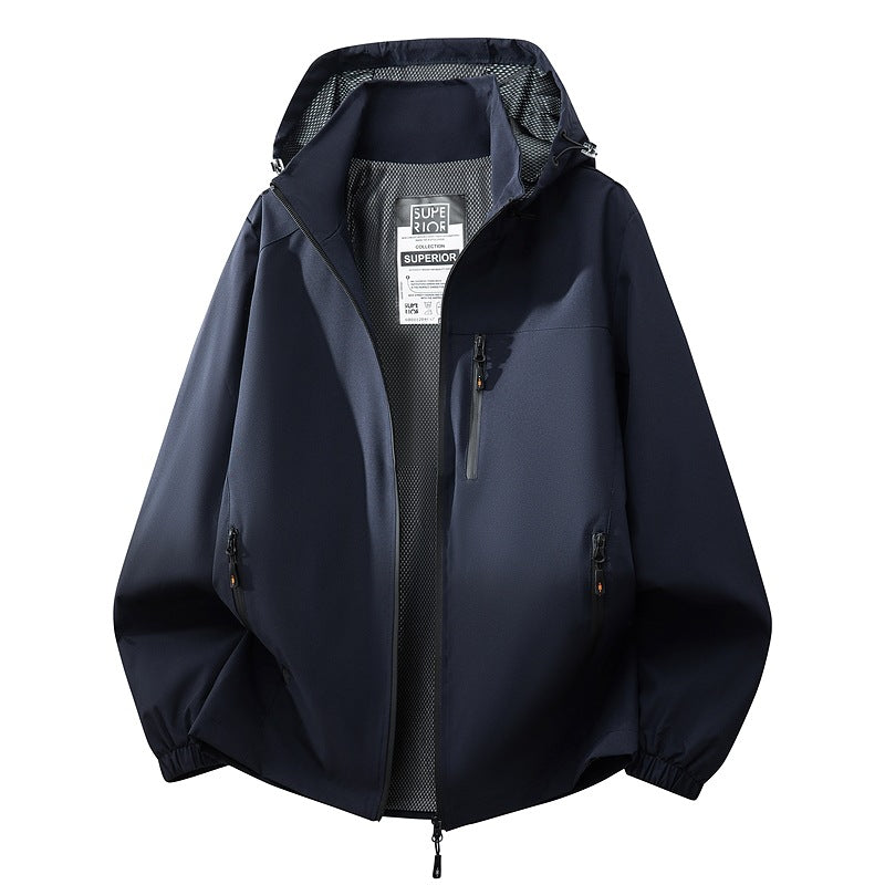 Herren Leichte wasserabweisende Kapuzen‑Softshelljacke mit Mesh‑Futter, Reißverschlusstaschen & elastischen Bündchen Echoarchiv