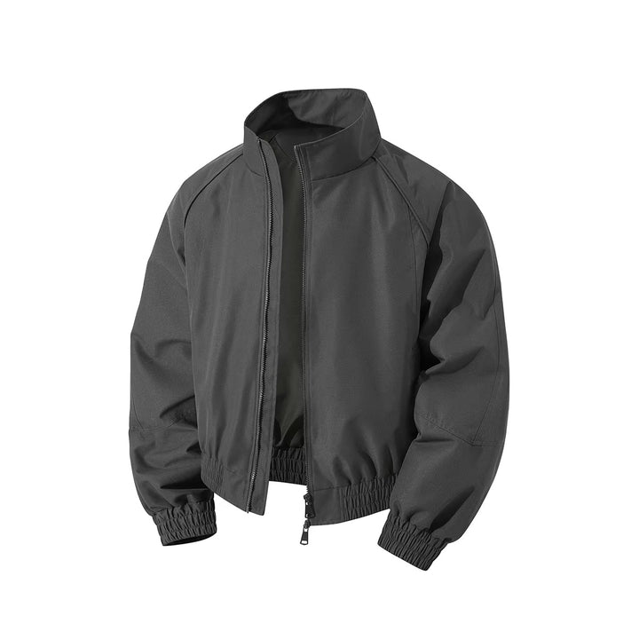 Leichte Windjacke für Herren mit hohem Kragen, Zwei-Wege-Reißverschluss und elastischem Kordelzug in der Taille – Brevano
