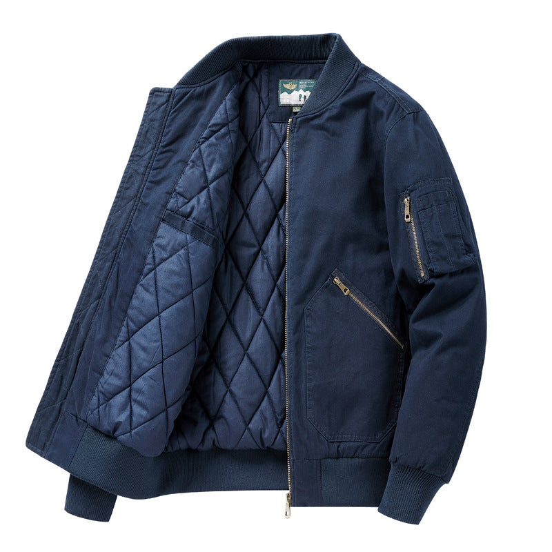 Herren Canvas-Bomberjacke im Vintage-Workwear-Design mit Ärmeltasche – Brevano