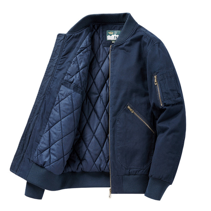Herren Canvas-Bomberjacke im Vintage-Workwear-Design mit Ärmeltasche – Brevano