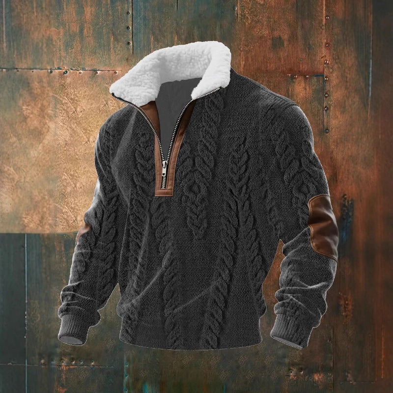 Herren Urbaner Fleece Pullover mit Baum-Motiv Echoarchiv
