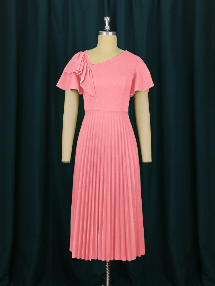 Damen Plissee-Kleid mit asymmetrischem Schnitt und eleganter Rüsche Echo Archiv
