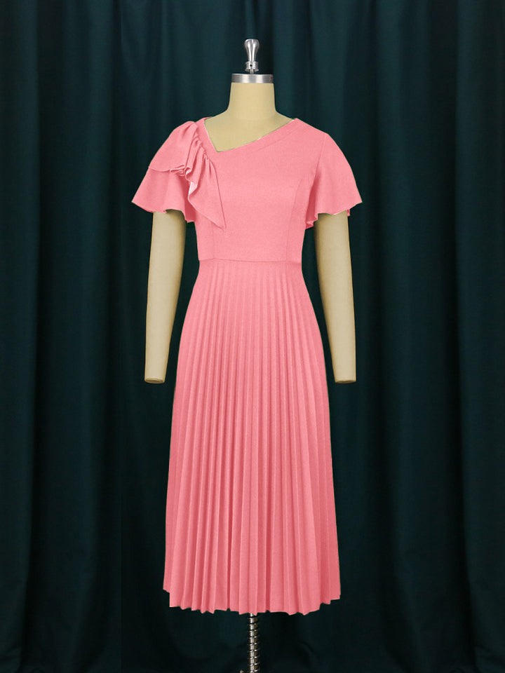 Damen Plissee-Kleid mit asymmetrischem Schnitt und eleganter Rüsche Echo Archiv