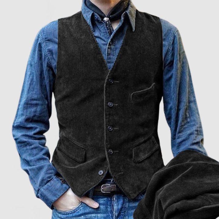 Herren Cordweste mit eleganten Details und funktionalen Taschen Echoarchiv