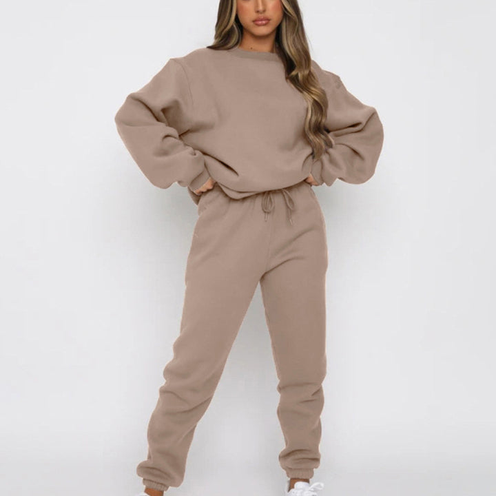 Damen nan weit geschnittenes Fleece-Freizeitset mit Sweatshirt und Jogginghose Echo Archiv