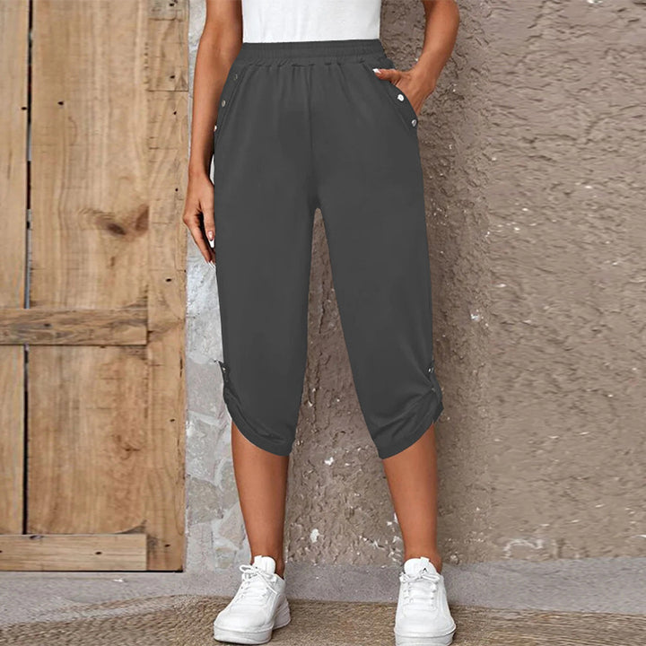 Damen nan lässige dreiviertellange Hose mit elastischem Bund, Eingrifftaschen und krempelbarem Saum Echo Archiv