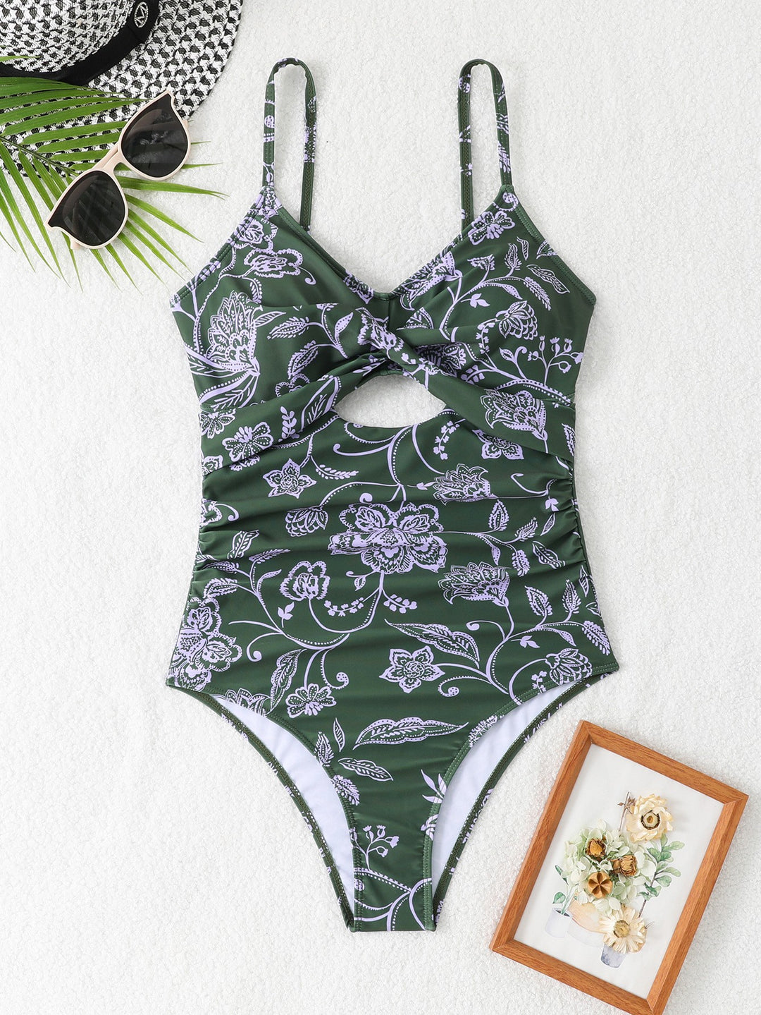 Damen Eleganter Einteiler Badeanzug mit floralem Design Echo Archiv