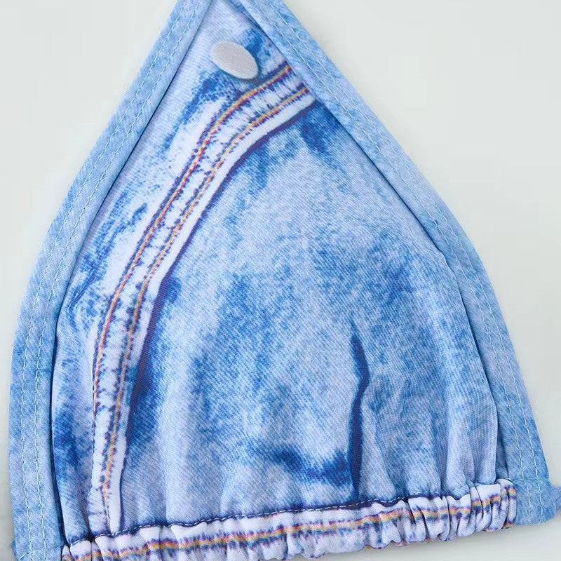 Damen Denim-Bikini-Set mit eleganten Seitenschnüren Echo Archiv