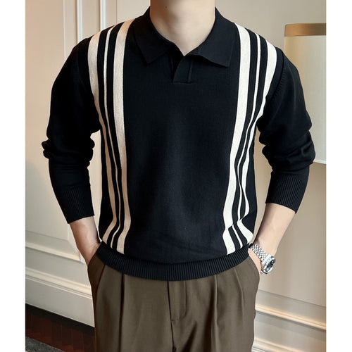 Herren Farbblockierter Pullover mit Polokragen Echoarchiv