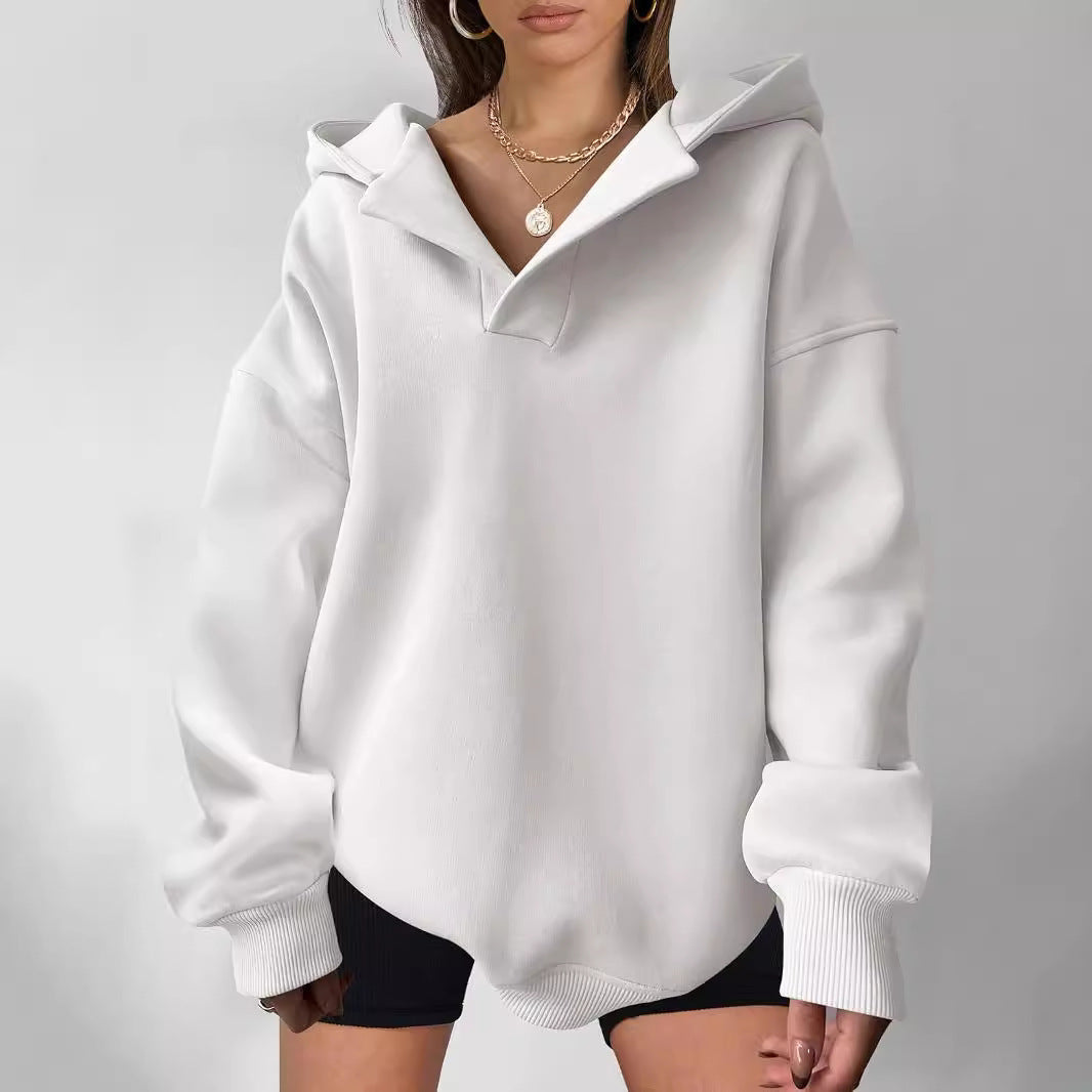 Damen Oversized Kapuzenpullover mit halbem Reißverschluss Echoarchiv