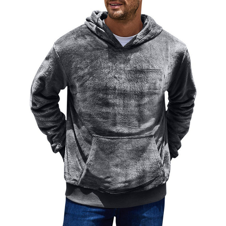 Herren Kuschel-Hoodie aus weichem Fleece mit großer Kängurutasche und hohem Kragen Echoarchiv