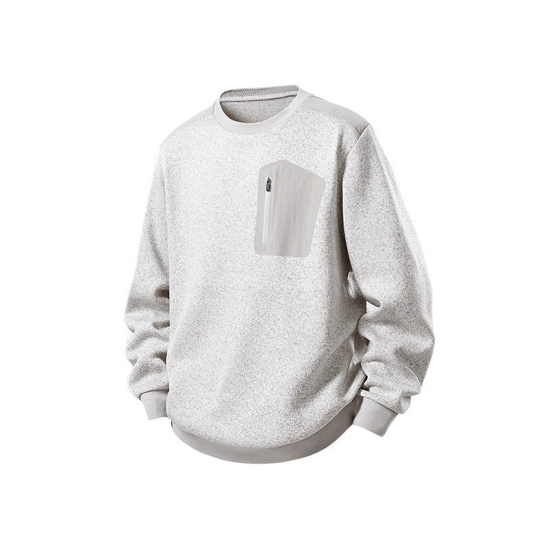 Herren Relaxed-Fit Struktursweatshirt mit Reißverschluss-Brusttasche Echo Archiv