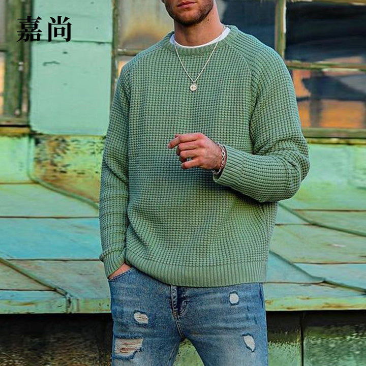 Herren Atmungsaktiver Waffelstrick-Pullover Slim-Fit mit Rippenbündchen Echoarchiv