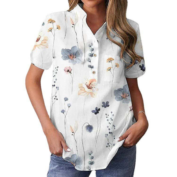 Damen elegante und florale Bluse mit Knopfdetail Echo Archiv